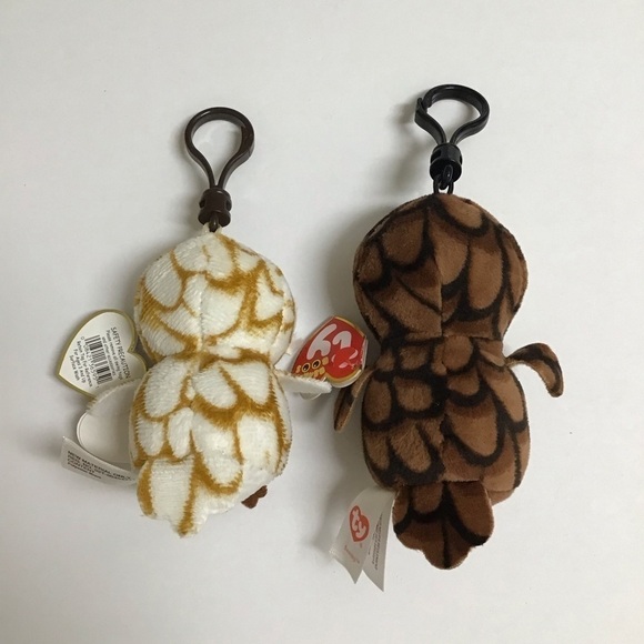 Ty Beanie Boos SET Owl Key Ring Clips Sammy Swoops Mini Plush Stuffed Animal Toy - Picture 4 of 12
